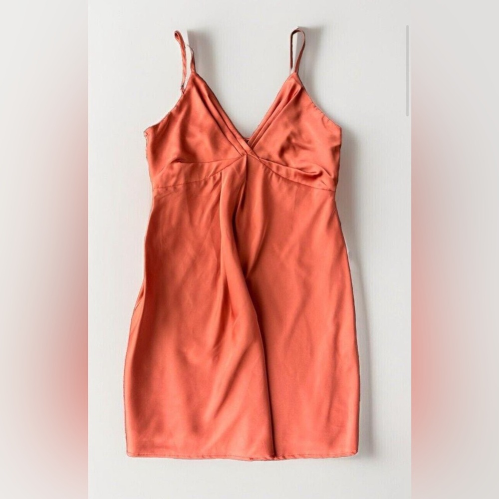 Forever 21 Rust/Orange Satin Slip Dress w/ Adjustable Straps Y2K Mini Sz Small
